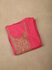 Rani Pink Floral Sequins and Zardozi Embroidered Design Tissue Unstitched Salwar Material with Dupatta