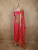 Rani Pink Floral Sequins and Zardozi Embroidered Design Tissue Unstitched Salwar Material with Dupatta
