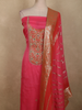 Rani Pink Floral Sequins and Zardozi Embroidered Design Tissue Unstitched Salwar Material with Dupatta