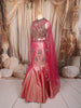 Rani Pink Floral Stone and Beads Embroidered Design Banarasi Silk Mermaid Fancy Lehenga with Designer Corset Blouse and Cape Sleeves