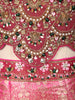 Rani Pink Floral Stone and Beads Embroidered Design Banarasi Silk Mermaid Fancy Lehenga with Designer Corset Blouse and Cape Sleeves