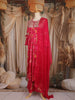 Rani Pink Floral Thread Embroidered Design Chiffon Palazzo Suit