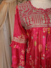 Rani Pink Floral Thread Embroidered Design Chiffon Palazzo Suit
