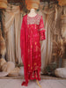 Rani Pink Floral Thread Embroidered Design Chiffon Palazzo Suit
