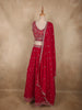 Rani Pink Floral Thread Embroidered Design Georgette Lehenga with Dupatta