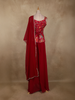 Rani Pink Floral Thread Embroidered Design Georgette Palazzo Suit with Dupatta