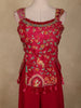 Rani Pink Floral Thread Embroidered Design Georgette Palazzo Suit with Dupatta