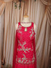 Rani Pink Floral Vine Sequins and Beads Embroidered Design Chiffon Party Wear Palazzo Suit with Matching Choker Dupatta