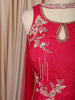 Rani Pink Floral Vine Sequins and Beads Embroidered Design Chiffon Party Wear Palazzo Suit with Matching Choker Dupatta