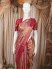 Rani Pink Floral Vine Zari Woven Design Pure Kanchipuram Silk Saree with Matching Zari Border