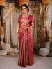 Rani Pink Floral Vine Zari Woven Design Pure Kanchipuram Silk Saree with Matching Zari Border