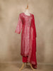 Rani Pink Floral Woven Design Banarasi silk Salwar Suit