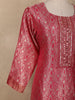 Rani Pink Floral Woven Design Banarasi silk Salwar Suit
