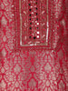 Rani Pink Floral Woven Design Banarasi silk Salwar Suit