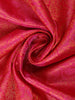 Rani Pink Floral Woven Design Pure Kanchipuram Silk Saree with Contrast Brown Zari Border