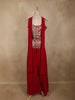 Rani Pink Floral Zari Woven Design Georgette Palazzo Suit with Dupatta