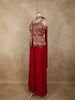 Rani Pink Floral Zari Woven Design Georgette Palazzo Suit with Dupatta
