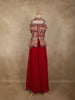 Rani Pink Floral Zari Woven Design Georgette Palazzo Suit with Dupatta