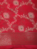 Rani Pink Floral Zari Woven Design Mixed Cotton Saree with Floral Zari Border