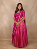 Rani Pink Geometric Zari Woven Design Pure Kanchipuram Silk Bridal Wear Dhavani with Embroidery Work Blouse