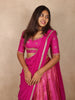 Rani Pink Geometric Zari Woven Design Pure Kanchipuram Silk Bridal Wear Dhavani with Embroidery Work Blouse