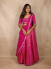 Rani Pink Geometric Zari Woven Design Pure Kanchipuram Silk Bridal Wear Dhavani with Embroidery Work Blouse