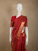 Rani Pink Flower and Geometric Zari Woven Design Pure Kanchipuram Silk Saree with Zari Border