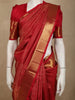Rani Pink Flower and Geometric Zari Woven Design Pure Kanchipuram Silk Saree with Zari Border