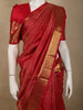 Rani Pink Flower and Geometric Zari Woven Design Pure Kanchipuram Silk Saree with Zari Border