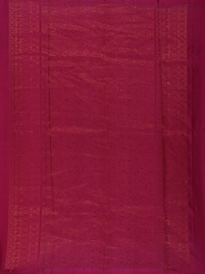 Rani Pink Geometric Design Gold Zari Woven Soft Silk Saree - Diadem