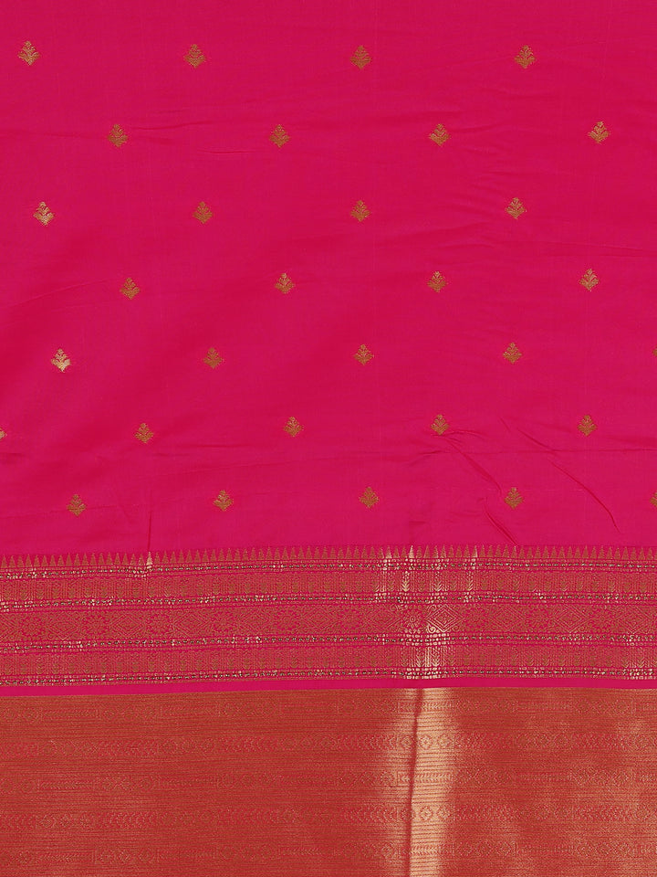 Rani Pink Geometric Design Tissue Saree - Diadem