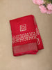 Rani Pink Geometric Printed and Sequins Design Linen Cotton Saree with Zari Border