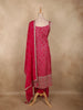 Rani Pink Geometric Zari Woven Design Banarasi Silk Palazzo Suit with Dupatta
