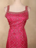Rani Pink Geometric Zari Woven Design Banarasi Silk Palazzo Suit with Dupatta