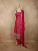 Rani Pink Geometric Zari Woven Design Banarasi Silk Palazzo Suit with Dupatta