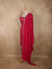 Rani Pink Geometric Zari Woven Design Banarasi Silk Palazzo Suit with Dupatta