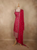 Rani Pink Geometric Zari Woven Design Banarasi Silk Palazzo Suit with Dupatta
