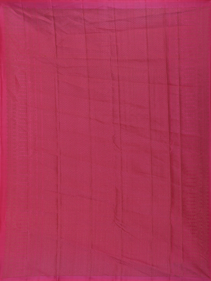 Rani Pink Leaf Design Zari Woven Soft Silk Saree - Diadem