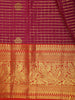 Rani Pink Magenta Mini Checked Zari Woven Design Pure Kanchipuram Silk Saree with Contrast Peacock Zari Border