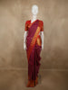 Rani Pink Magenta Mini Checked Zari Woven Design Pure Kanchipuram Silk Saree with Contrast Peacock Zari Border