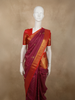 Rani Pink Magenta Mini Checked Zari Woven Design Pure Kanchipuram Silk Saree with Contrast Peacock Zari Border