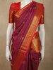 Rani Pink Magenta Mini Checked Zari Woven Design Pure Kanchipuram Silk Saree with Contrast Peacock Zari Border