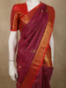 Rani Pink Magenta Mini Checked Zari Woven Design Pure Kanchipuram Silk Saree with Contrast Peacock Zari Border