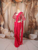 Rani Pink Multicolor Floral Thread and Beads Embroidered Design Organza Ready to Wear Draped Saree with Matching Designer Cutwork Blouse
