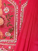 Rani Pink Multicolor Floral Thread and Beads Embroidered Design Organza Ready to Wear Draped Saree with Matching Designer Cutwork Blouse