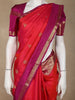 Rani Pink Paisley Butta Woven Design Pure Kanchipuram Silk Saree with Contrast Border