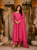 Rani Pink Sequin Embroidered Design Cotton Anarkali Salwar Suit