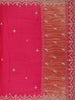 Rani Pink Sequin Emroidered Satin Saree - Diadem