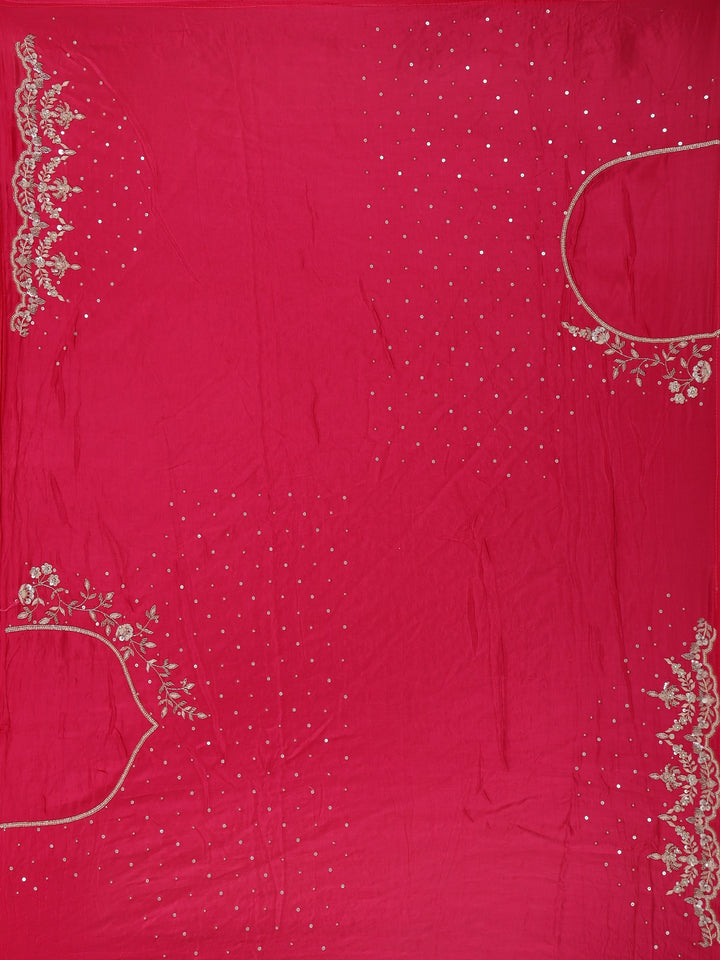 Rani Pink Sequin Emroidered Satin Saree - Diadem