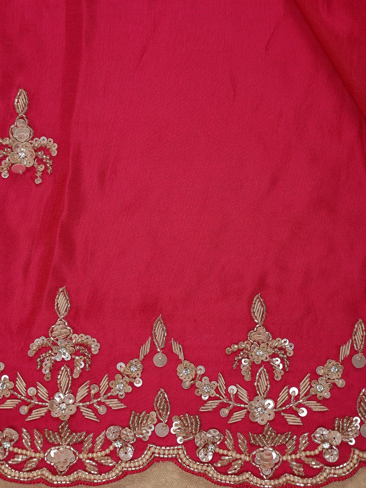 Rani Pink Sequin Emroidered Satin Saree - Diadem